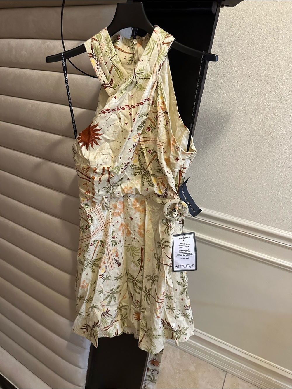 RACHEL Rachel Roy Cream Tropical-Print Mini Dress